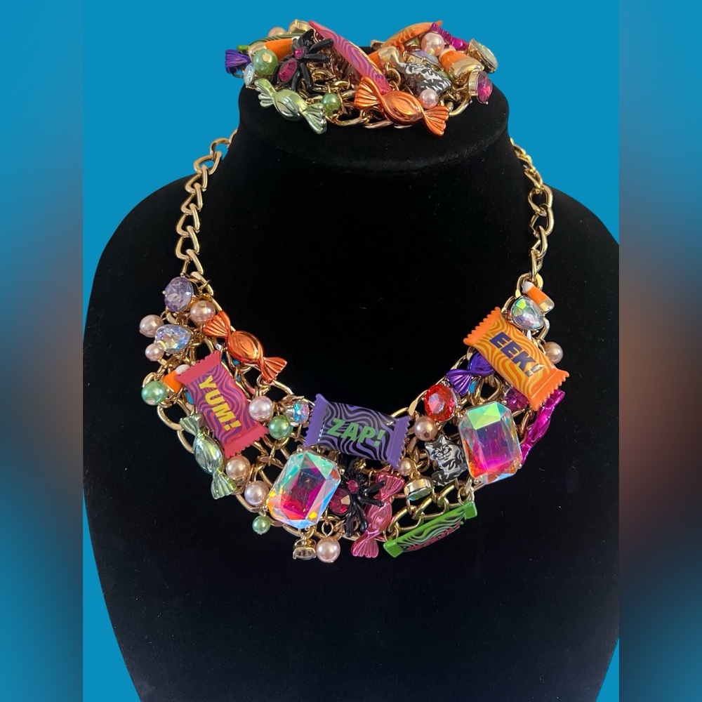 Betsey Johnson Bracelet & Necklace Set Multicolor Candy Charm - Picture 2 of 16